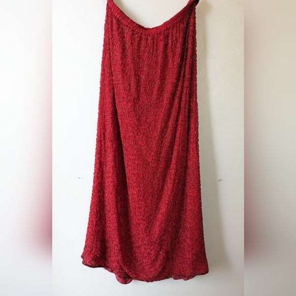 Vintage Milano 100% Silk Beaded 2pc set, Red and Gold Sequins, Stunning! XL - Picture 6 of 12